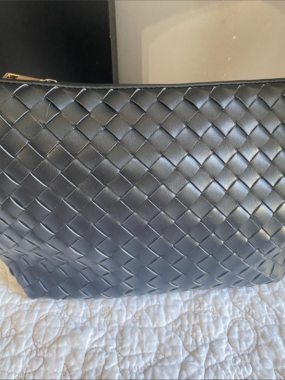Woven Leather Hobo Bag - Black - Picture 2 of 8